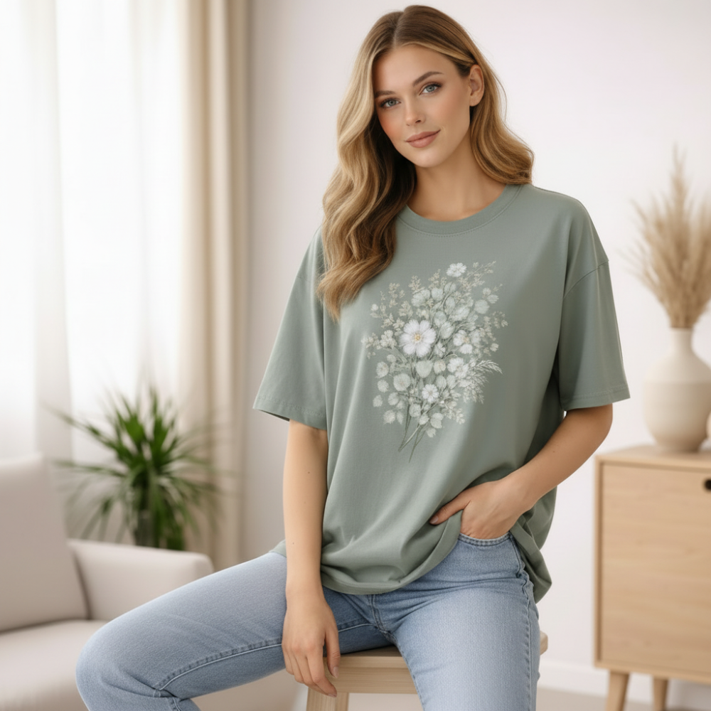 Grünes Baumwoll-T-Shirt