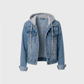Blaue Denim Jacke mit Kapuze