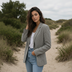Grauer Blazer aus Leinenmischung