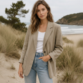 Beigefarbener Blazer aus Leinenmischung