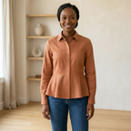 Orangefarbene Bluse aus Baumwollmischung
