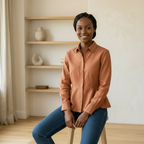 Orangefarbene Bluse aus Baumwollmischung
