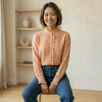 Orangefarbene Bluse aus Baumwollmischung