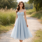 Hellblaues Chiffon-Midikleid