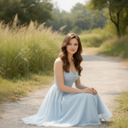 Hellblaues Chiffon-Midikleid