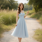 Hellblaues Chiffon-Midikleid