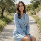Hellblaues Blazer-Kleid aus Wollmischung