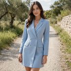 Hellblaues Blazer-Kleid aus Wollmischung