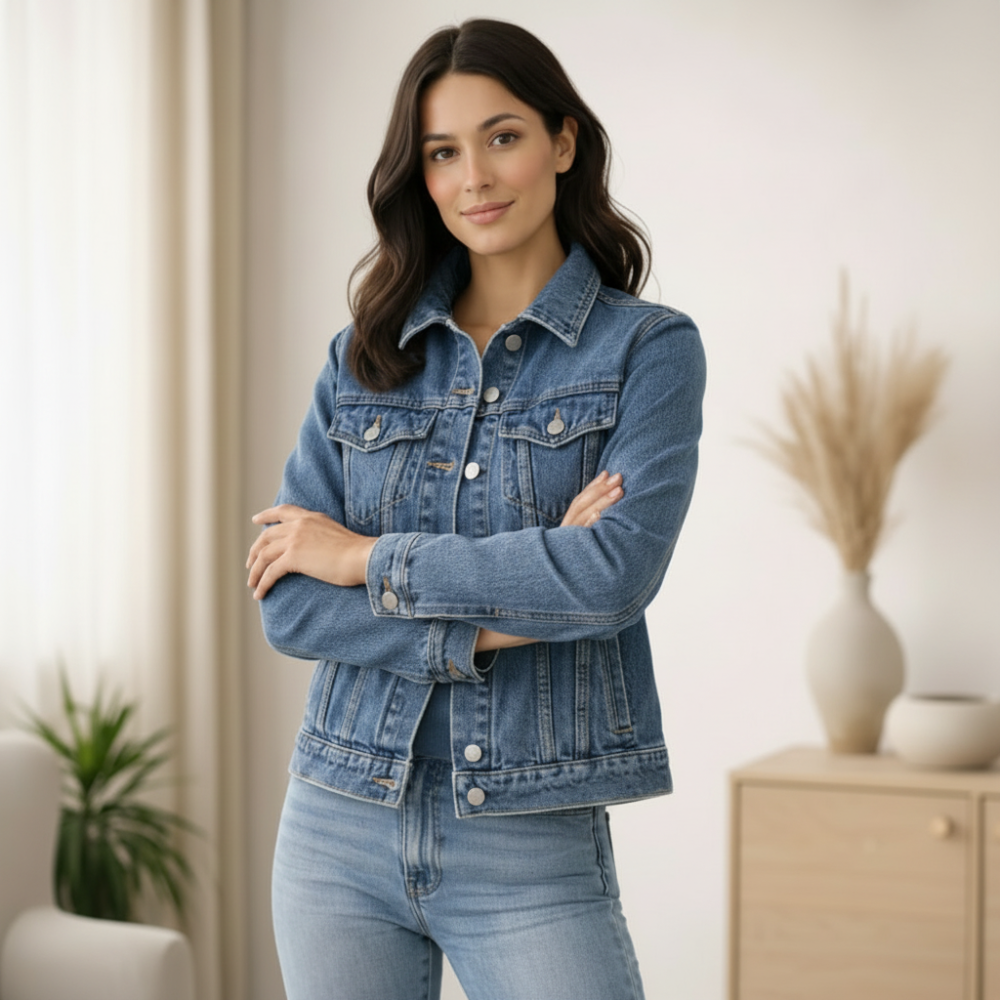Blaue Jeansjacke aus Baumwolle
