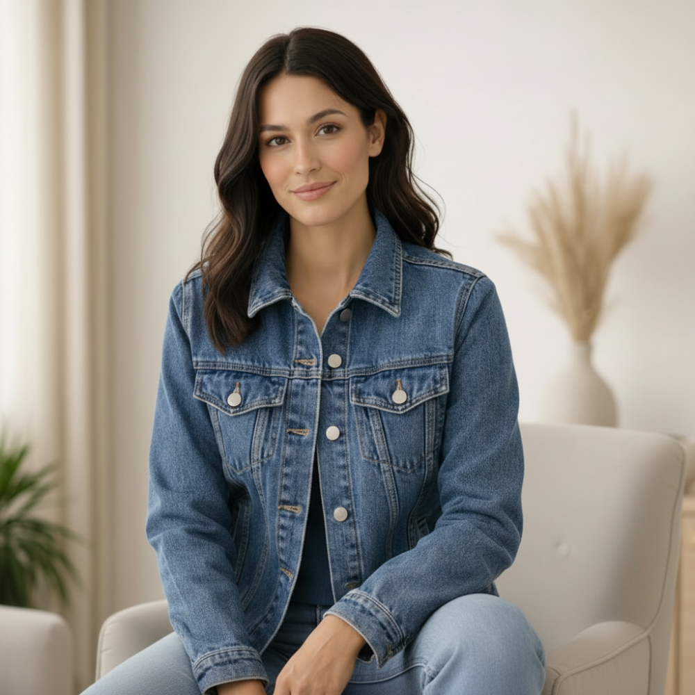 Blaue Jeansjacke aus Baumwolle