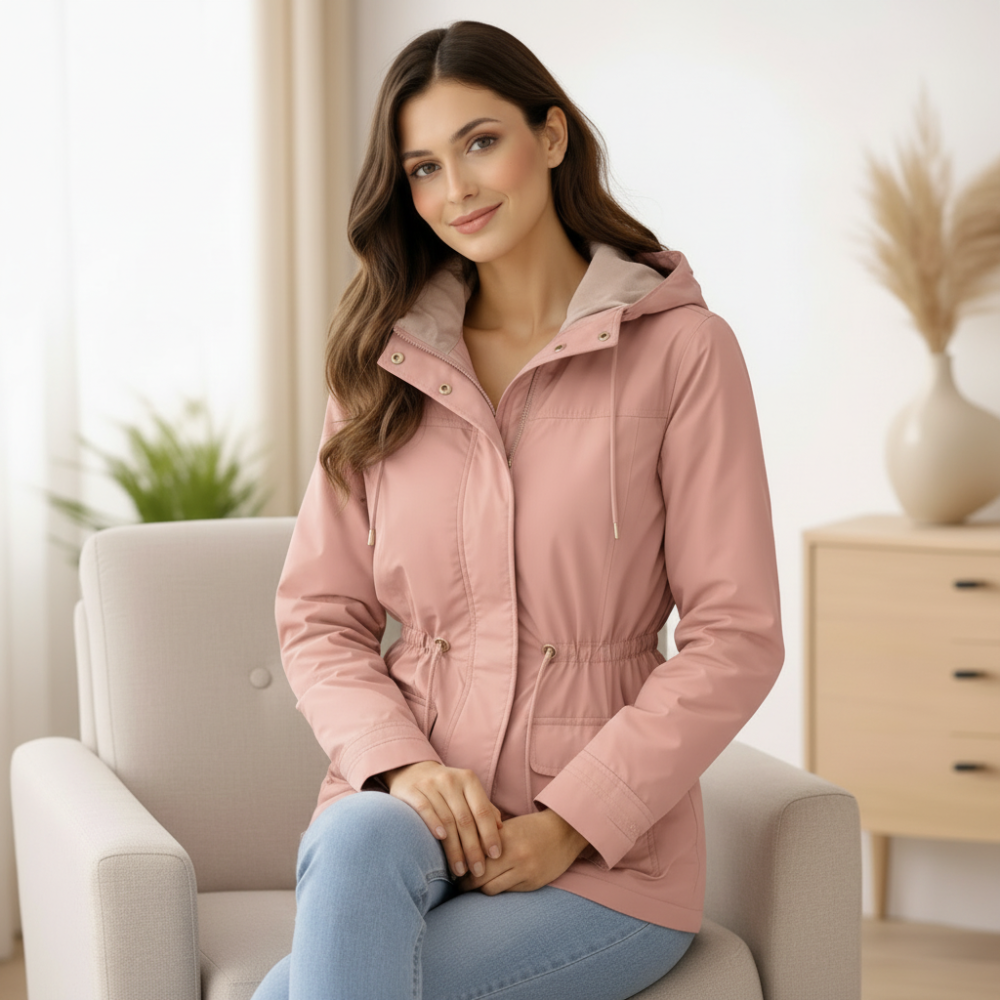 Rosa Polyesterjacke