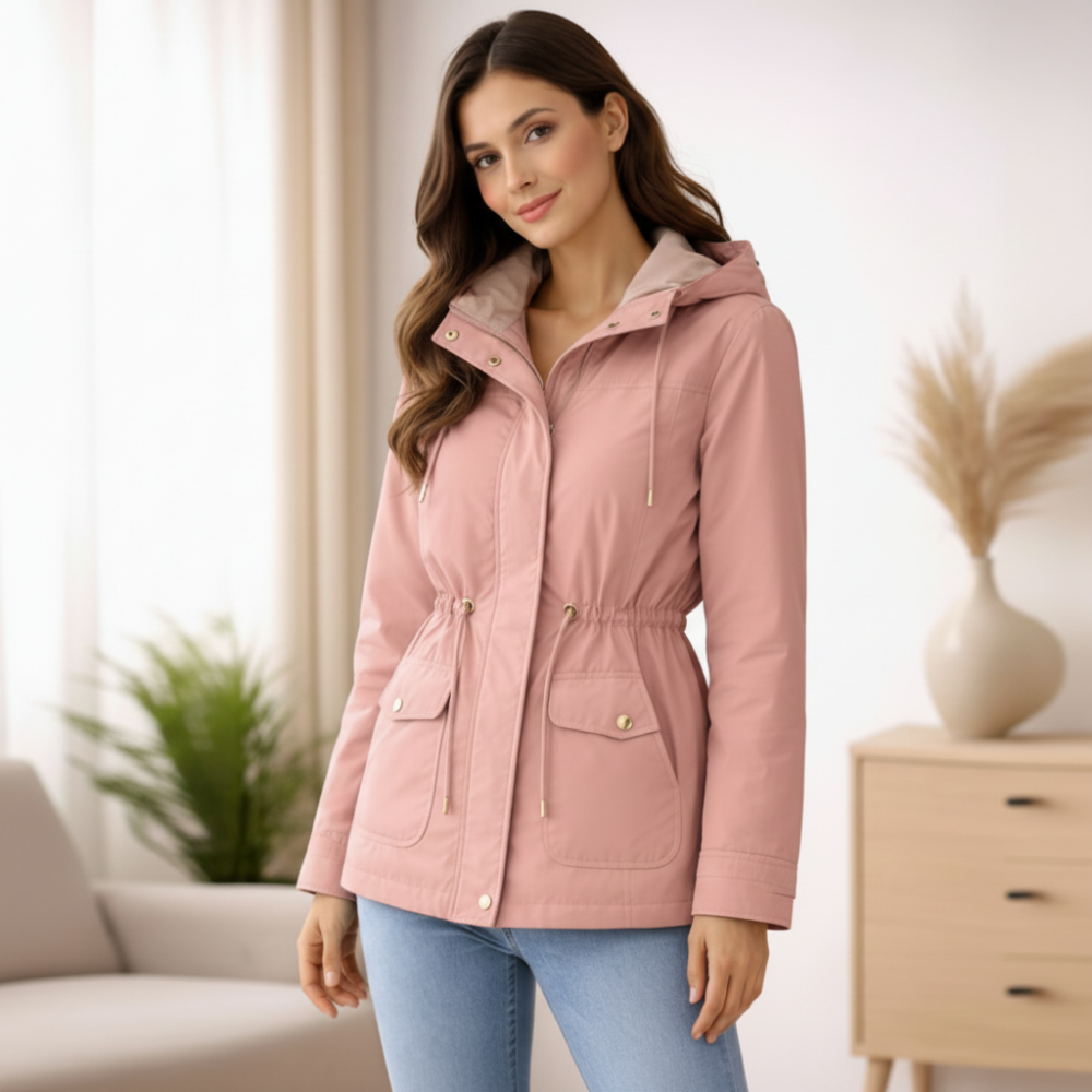 Rosa Polyesterjacke