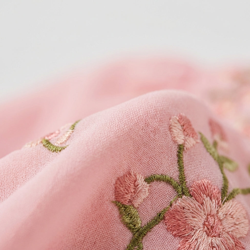 Rosa bestickte Chiffonbluse  – Damen