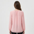 Rosa bestickte Chiffonbluse  – Damen