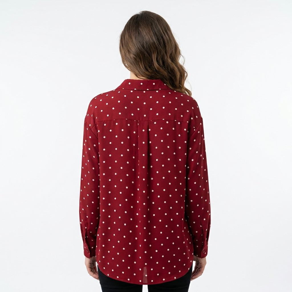 Rote Bluse mit Punkten – Damen