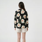 Schwarze Bluse mit floralen Print – Damen