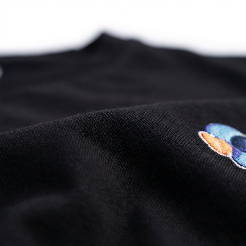 Schwarzes Baumwoll T-Shirt mit Frontprint – Damen