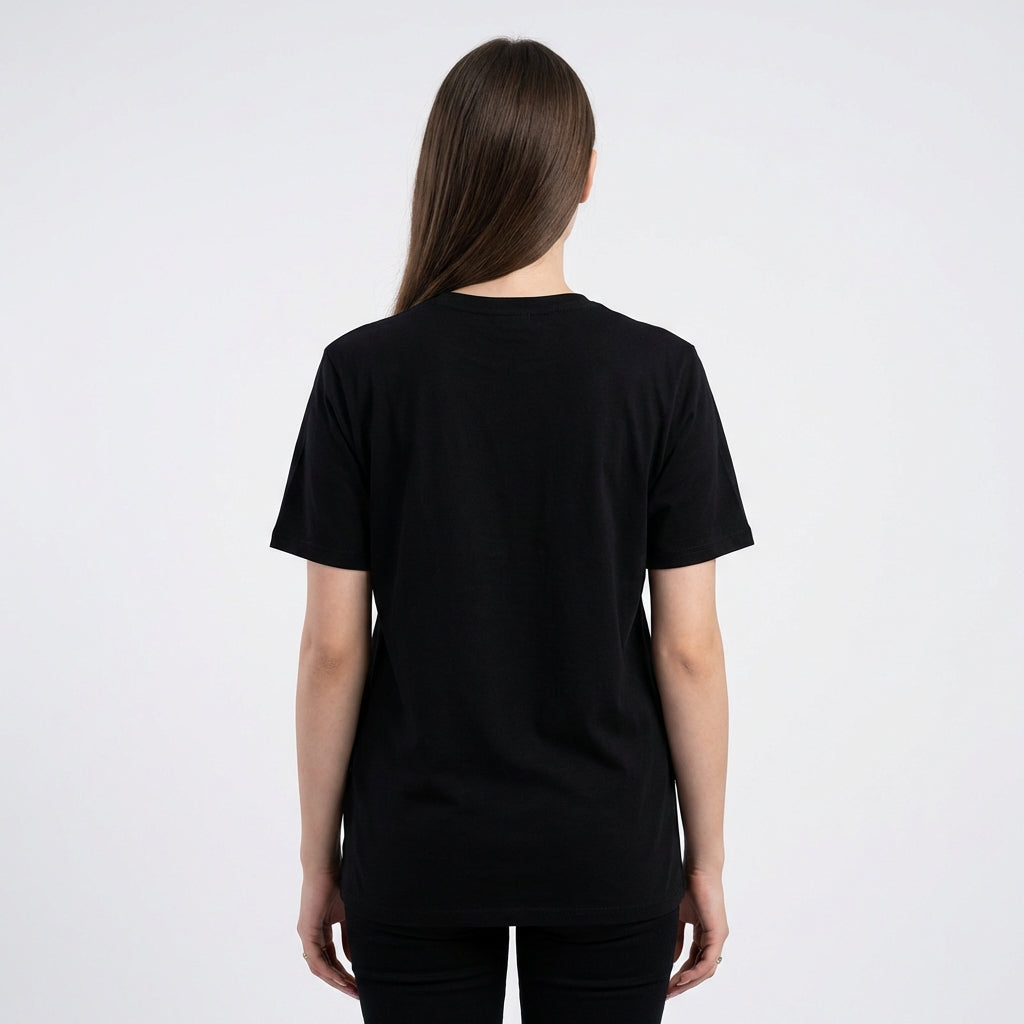 Schwarzes Baumwoll T-Shirt mit Frontprint – Damen