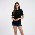 Schwarzes Baumwoll T-Shirt mit Frontprint – Damen