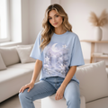 Hellblaues Baumwoll-T-Shirt