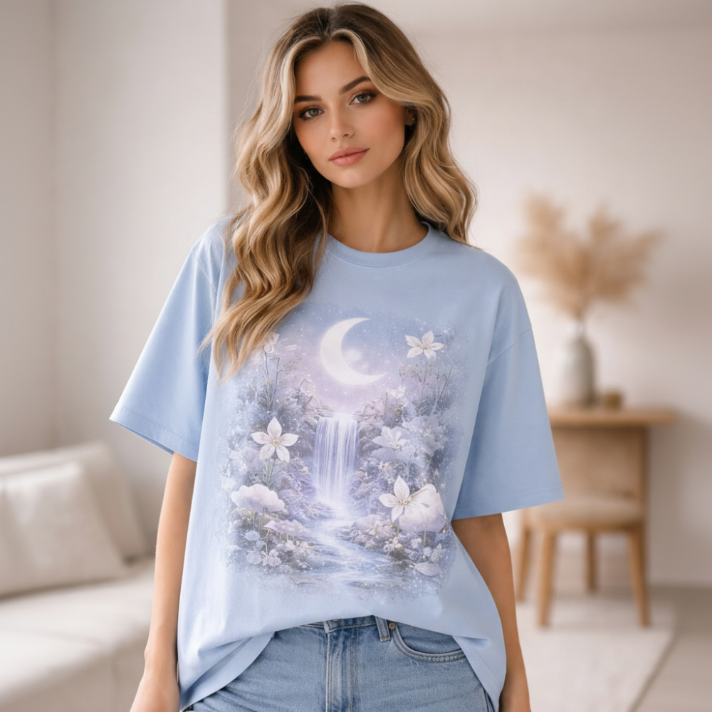 Hellblaues Baumwoll-T-Shirt