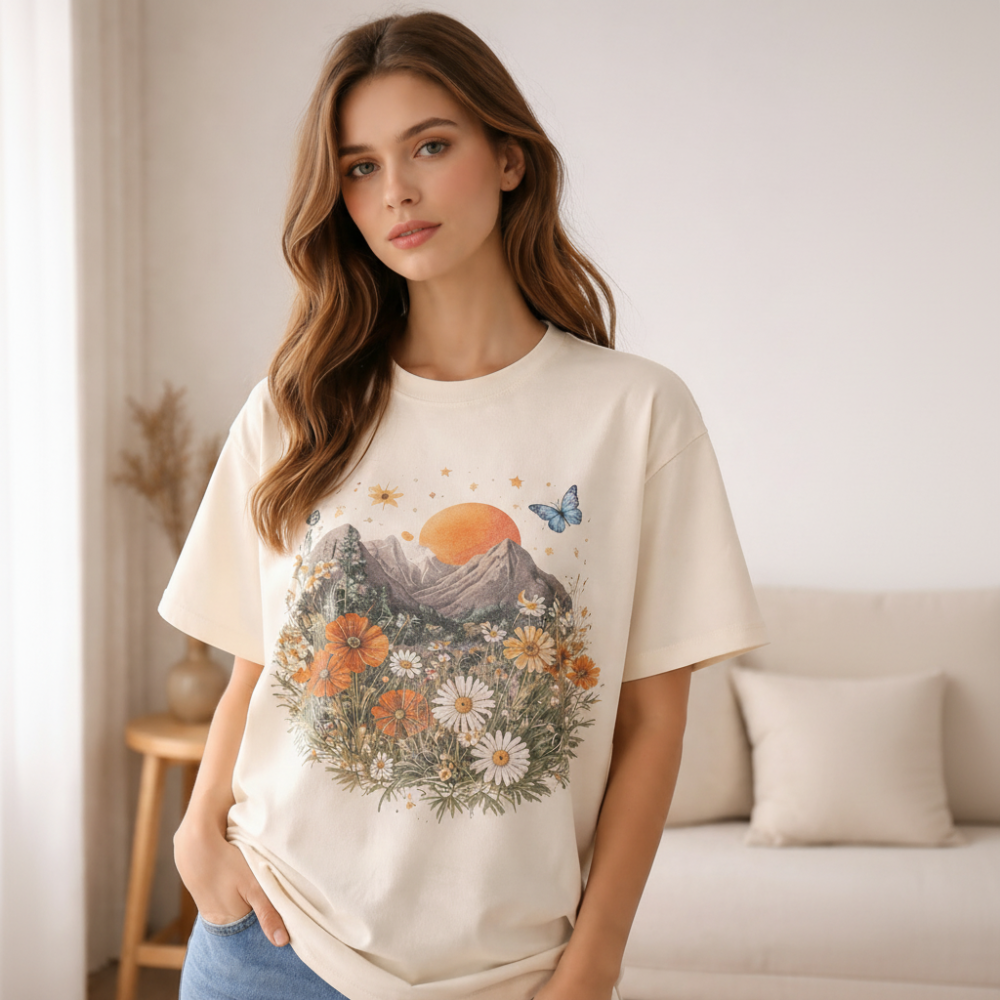 Beiges Baumwoll-T-Shirt