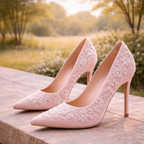 Rosa Spitzen-Heels