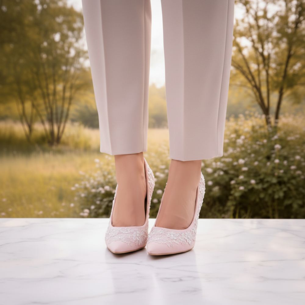 Rosa Spitzen-Heels